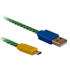 Дата-кабель BlackBox (UDC2003-flat) USB-microUSB blue/yellow flat braided