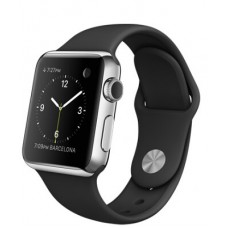 Смарт-часы Apple Watch 38mm Stainless Steel с чёрным спортивным ремешком MJ2Y2